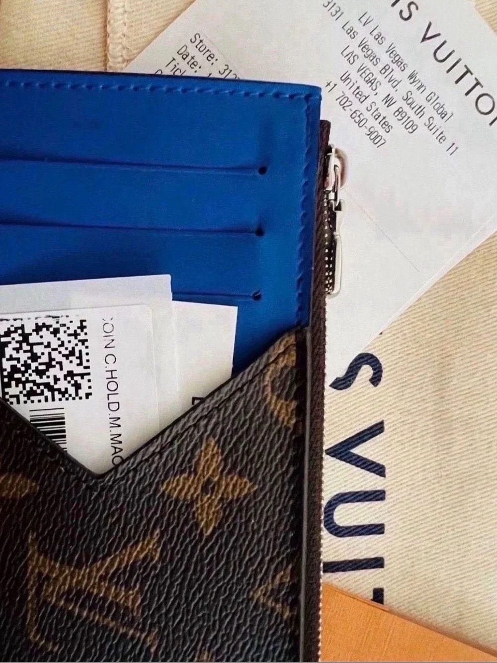 Louis Vuitton Blue Leather & Monogram Card Sleeve